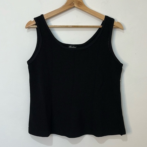 Women's L Black Knit Sweater Tank Top Closet Staple Basic Crop To Waist Caelian - Picture 4 of 11